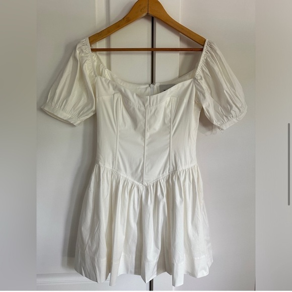 NEW Reformation Calie Mini Short Sleeve Dress Stretch  Cotton White | size 4 - Picture 6 of 8